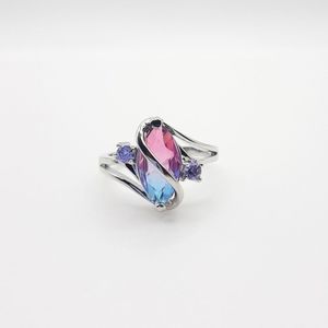 Marquise Rainbow Tourmaline Twist Ring Purple Pink Blue